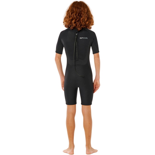 2026 Rip Curl Groms Trad 2mm Back Zip Shorty Wetsuit 003TSP - Black